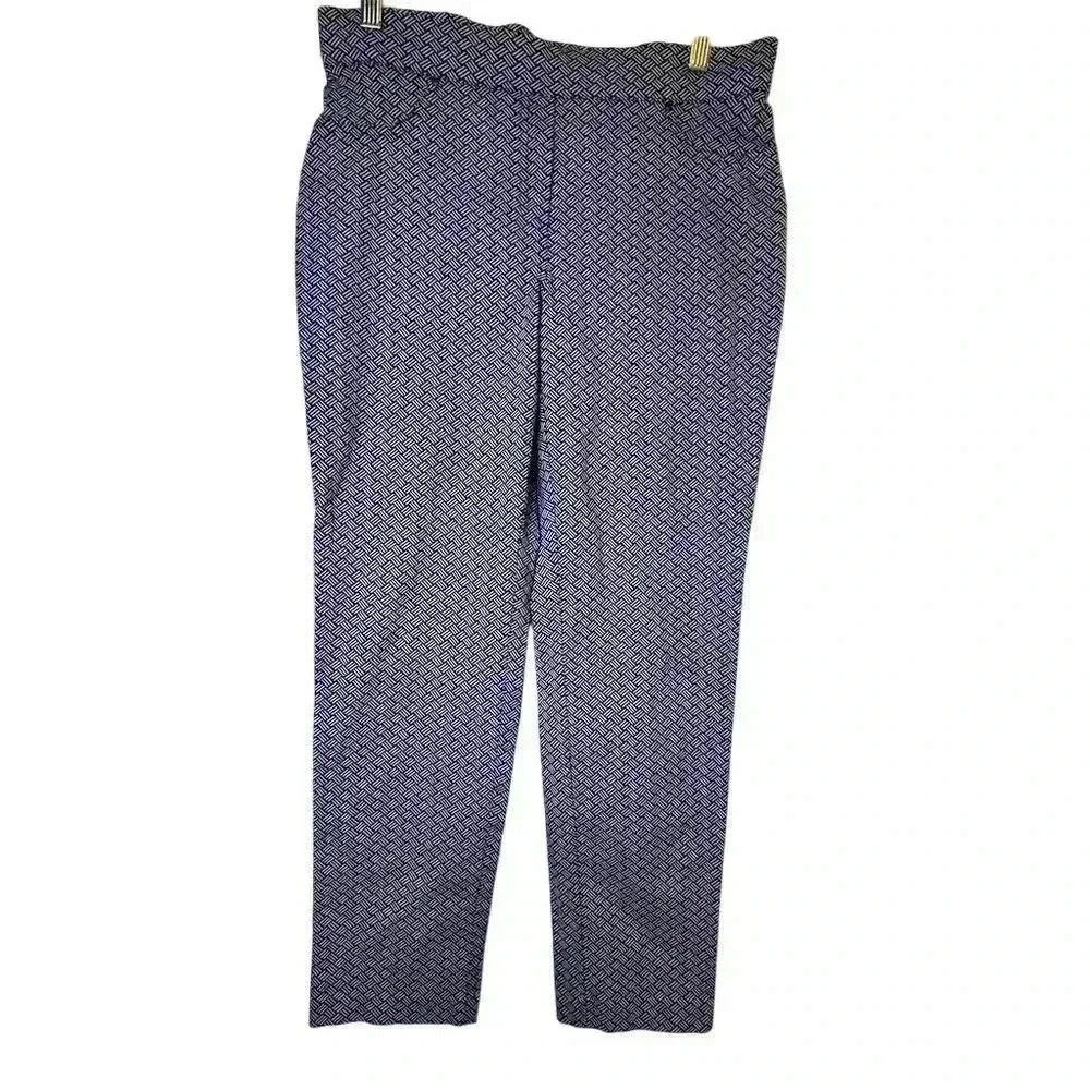 89th & Madison Women's‎ M Geometric Print Blue Dress Pants Casual